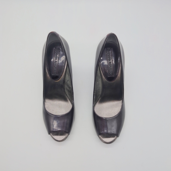 Banana Republic sz 6.5 Maroon Leather Open Toe Pumps Heels - Picture 4 of 11